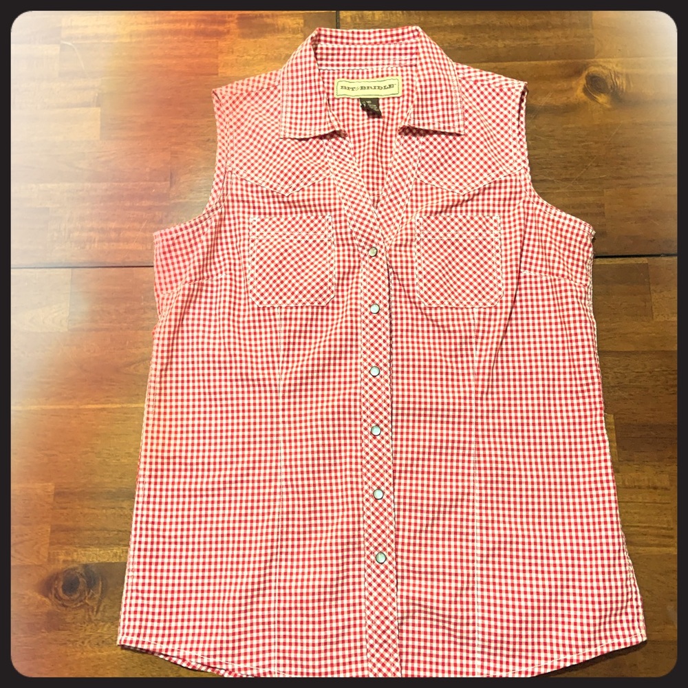Red and white blouse